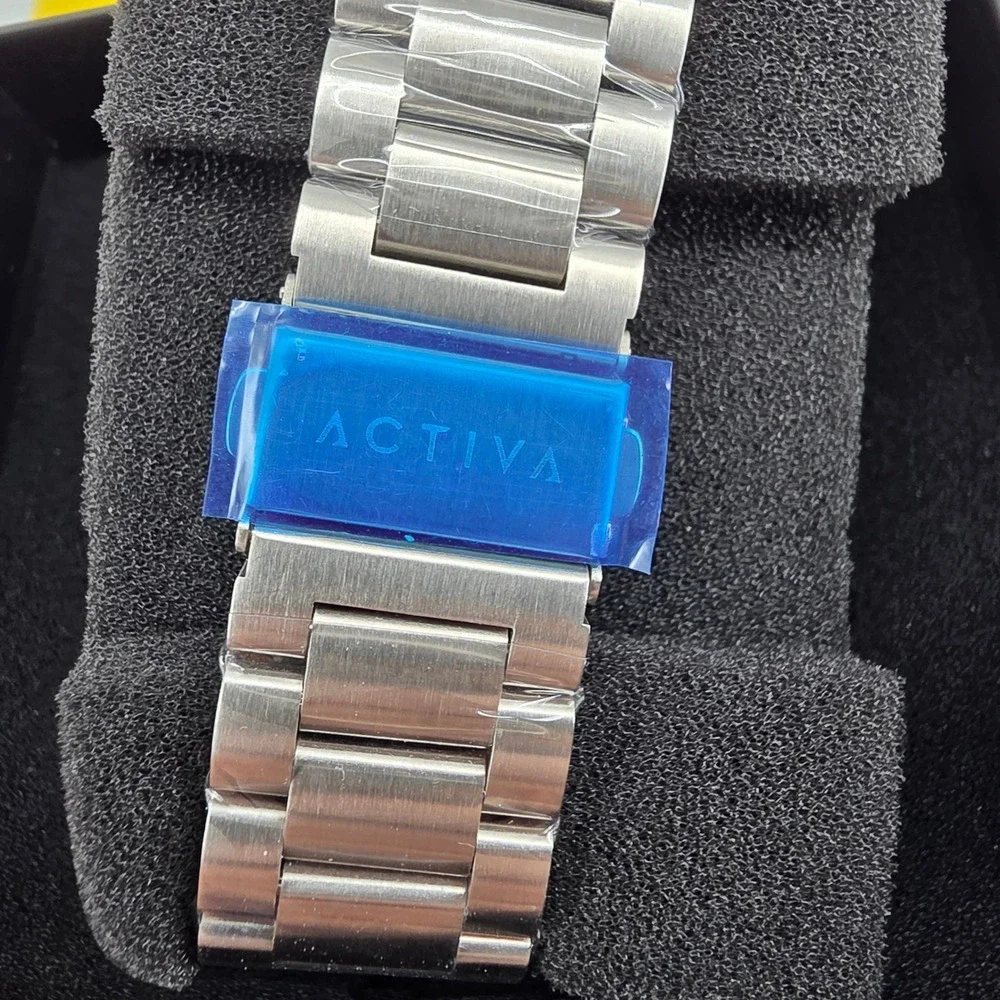 Activa by Invicta Dual Time Watch Silver Blue Dial Analog Digital 43015 Mens